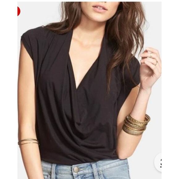 Free People We The Free Black Cowl Tee Short Sleeve Small - Picture 2 of 6